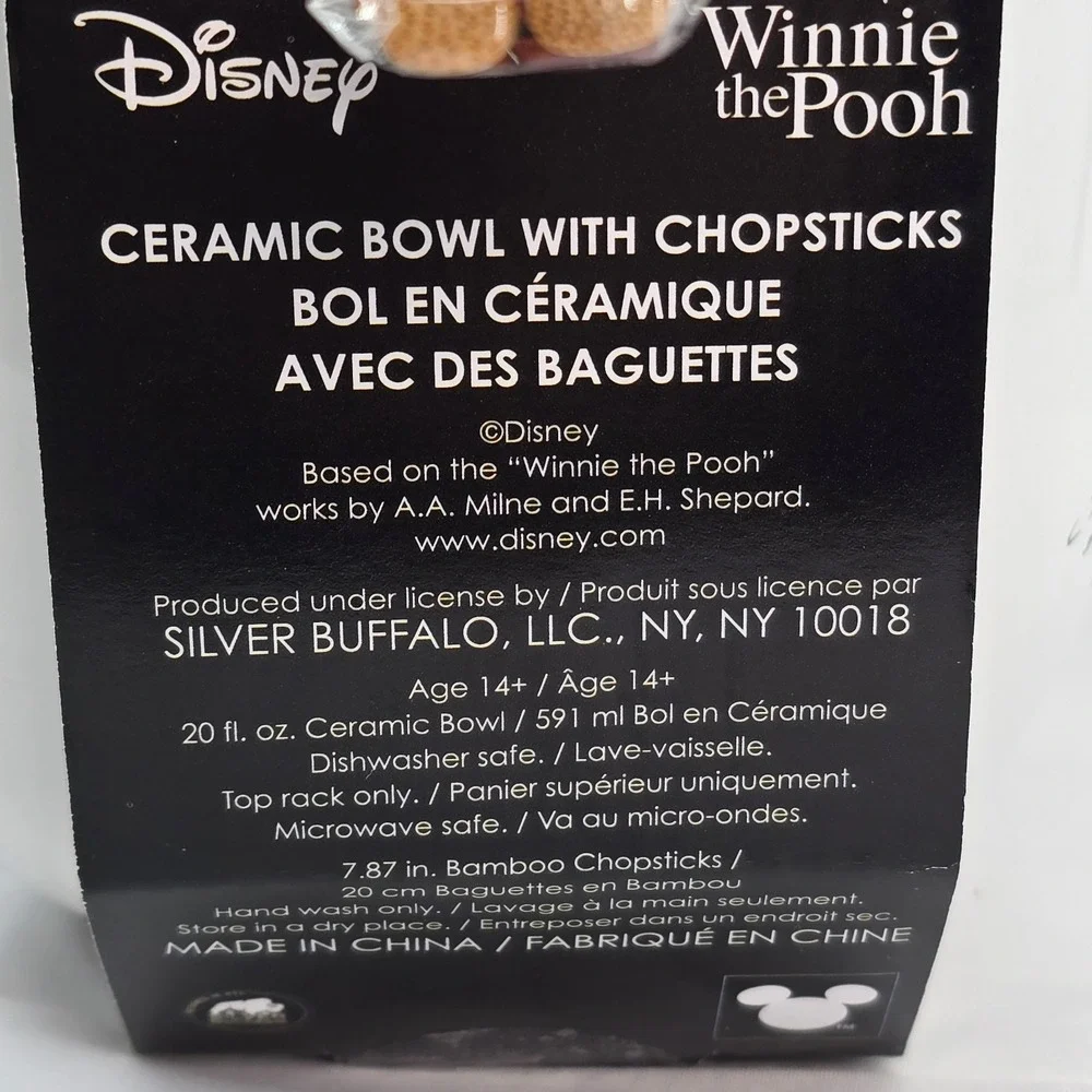 Disney Winnie the Pooh 20 oz Ceramic Ramen Bowl with Bamboo Chopsticks NEW‎